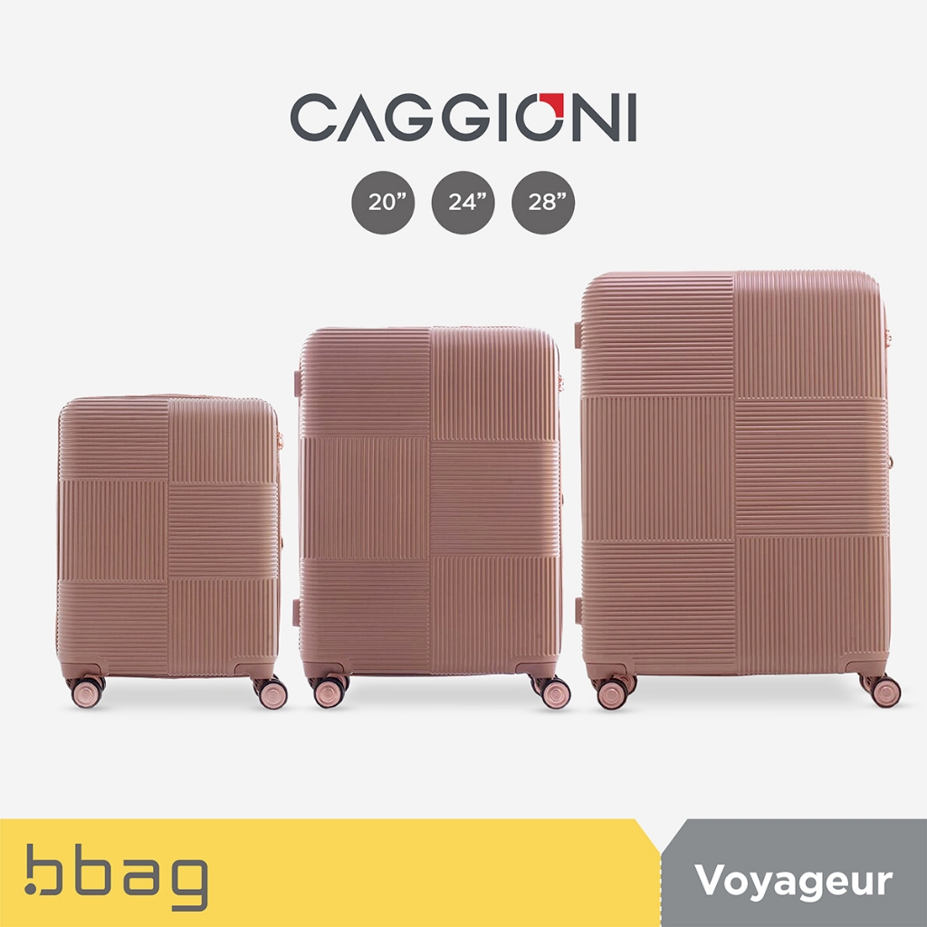 CAGGIONI กระเป๋าเดินทาง  รุ่นโวยาจเกอร์ 15082 - สีชมพูนู้ด
