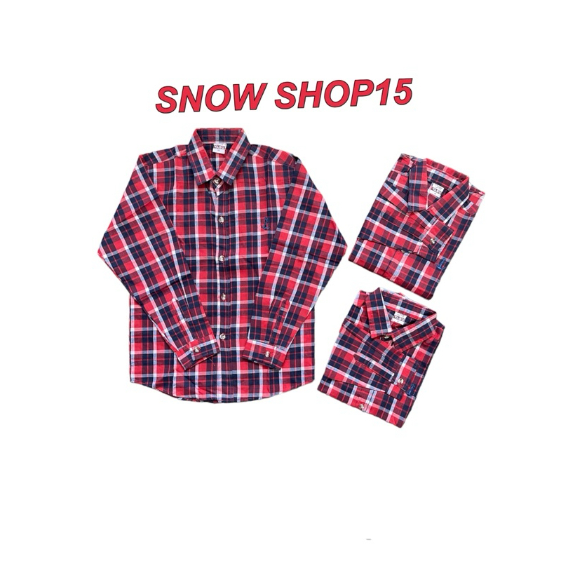 เสื้อเชิ้ตเด็กลายสก็อตแขนยาว(เด็กเล็กถึงเด็กโต)