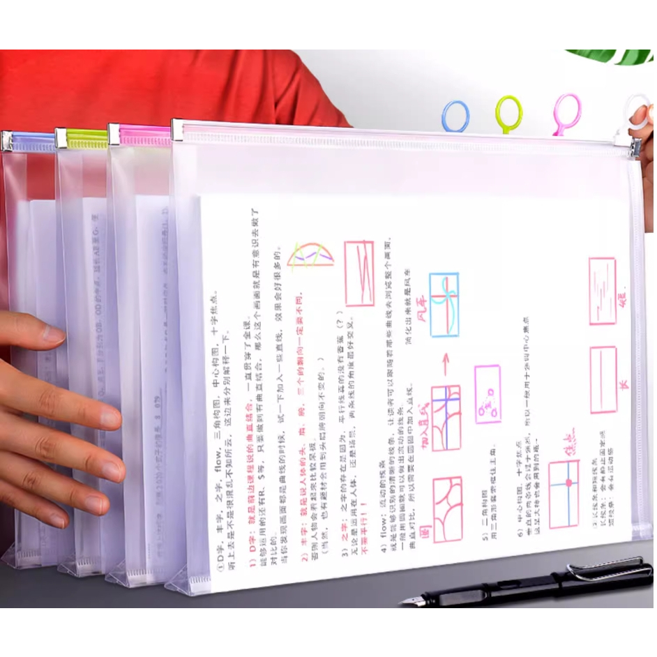 ซองซิปรูด ขยายข้าง ซองเอกสาร A4, A5, A6 ใบเสร็จ ธนบัตร ใส่เอกสารได้กว่า 200 แผ่น