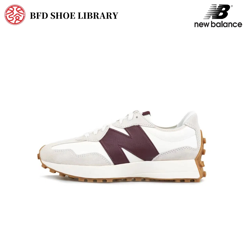 [กล่องเดิม] New Balance NB 327 รองเท้าวิ่งหุ้มข้อต่ำที่ทนต่อการสึกหรอและกันลื่นสำหรับผู้หญิงสีขาวและสีแดง