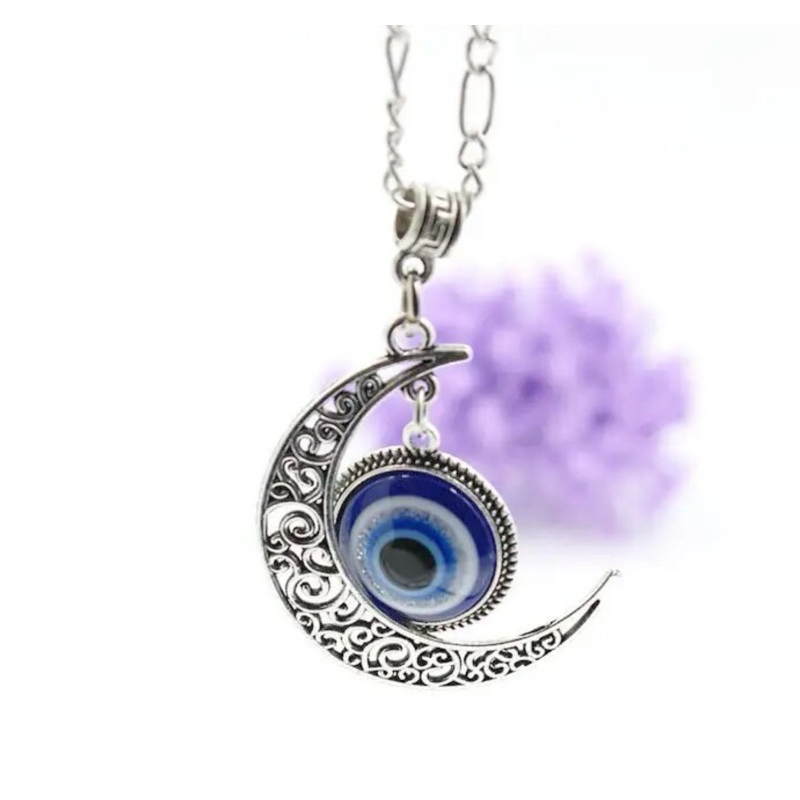 Turkish Evil Eye Moon Crescent Necklace สร้อยคอ Evil Eye จากตุรกี