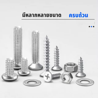 ชุดตัวน็อต สกรู และวงแหวน เหล็กชุบ เครื่องมือสำหรับช่าง พร้อมกล่องเก็บอุปกรณ์