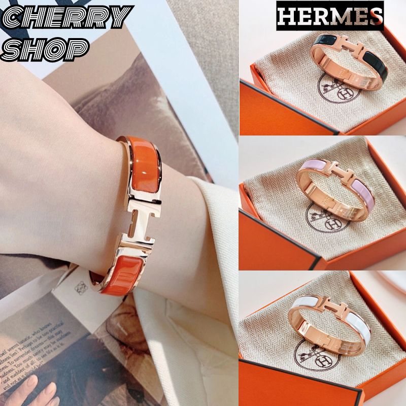 เฮอร์มีส Hermès Clic H Bracelet /Rose gold/Silver/Gold/ Hermes ผู้หญิง/กุหลาบทอง/มีหลากหลายสีให้เลือก