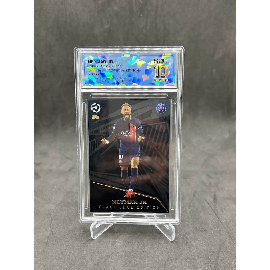 การ์ดนักฟุตบอล NEYMAR JR /Topps Match Attax 2023-24 /Black Edge Edition NO.496/SQC Graded 10 Preciou