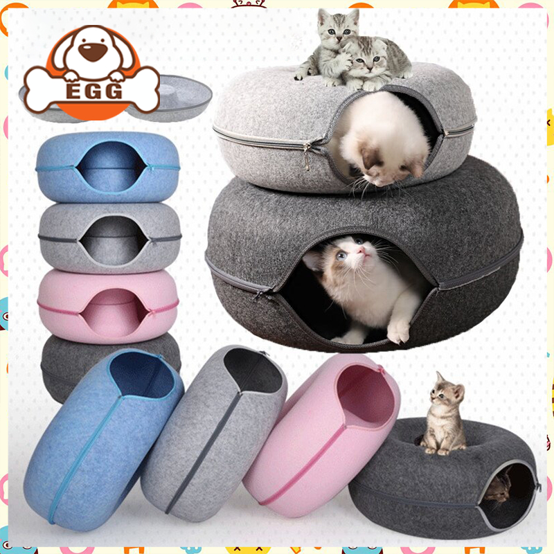 [พร้อมส่ง] EGG บ้านแมวโดนัท อุโมงค์โดนัท อุโมงค์แมวอเนกประสงค์ บ้านแมว อุโมงค์แมว ของเล่นแมว ที่นอนแมว COD