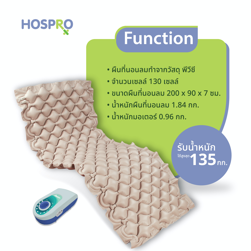 Hospro ที่นอนลมรังผึ้ง ป้องกันการเกิดแผลกดทับ เหมาะสำหรับผู้ป่วยติดเตียง Alternating Pressure Mattress  รุ่น H-AM01