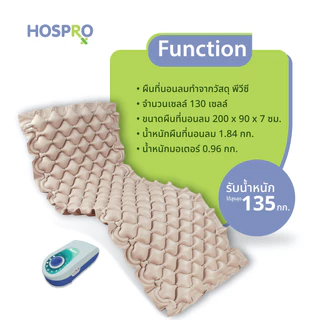 HOSPRO ที่นอนลมรังผึ้ง H-AM01 ป้องกันแผลกดทับ พร้อมปั๊มลม ใช้ต่อเนื่อง 24 ชม. รับน้ำหนัก 135 กก. รับประกัน 5 ปี