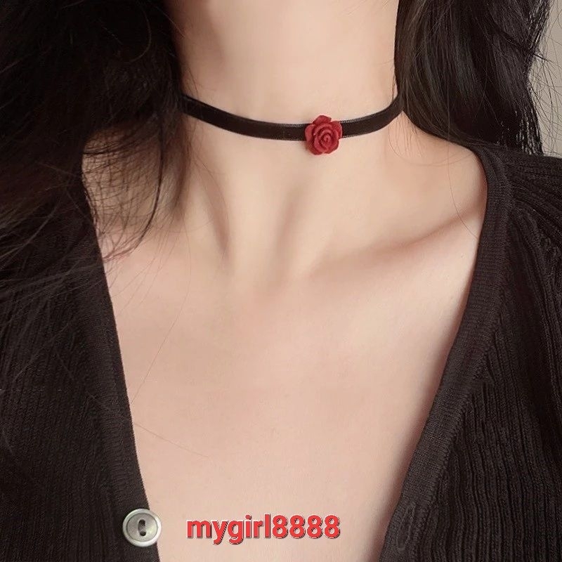 ส่งจากไทย. โชคเกอร์ ผ้ากำมะหยี่ กุหลาบแดง งานสวยตรงปก100%*โชปี้แจกโค้ดส่งฟรี*