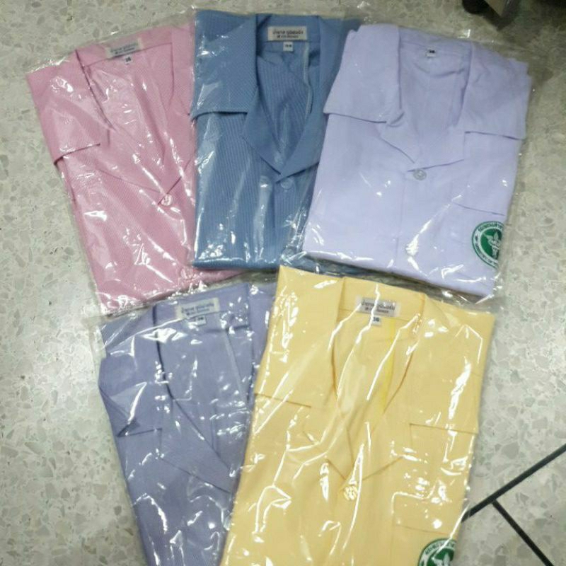เสื้อกระทรวงสาธารณสุขคอปก ปักตราและไม่ปักตรา รับปักชื่อ