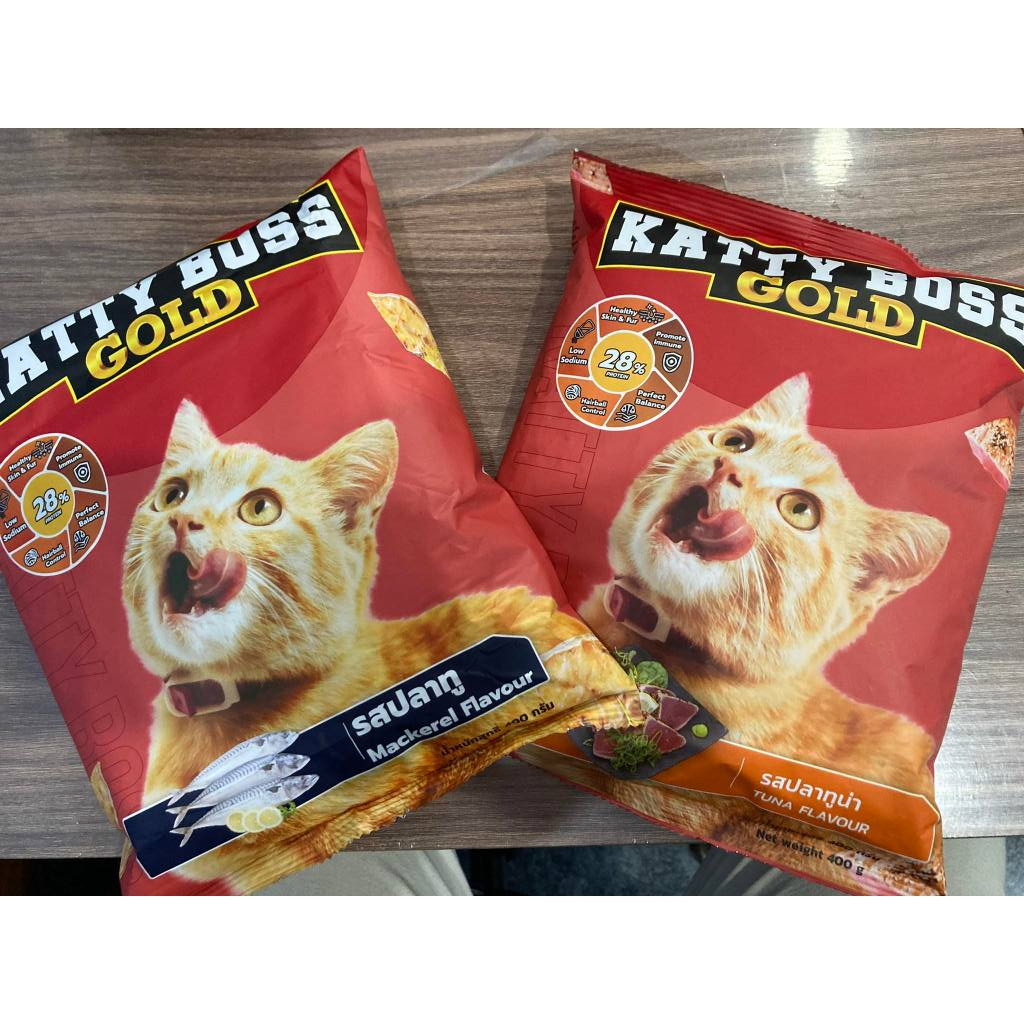 [400g] อาหารแมว Katty Boss Gold แคตตี้บอสโกลด์ รสชาติปลาทู/ทูน่า ซอง400กรัม