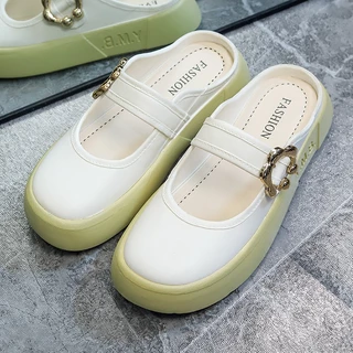 รองเท้าคัชชูเปิดส้น ใส่สบายทรงสวยไม่กัดเท้า พื้นนิ่มมีสายดาด