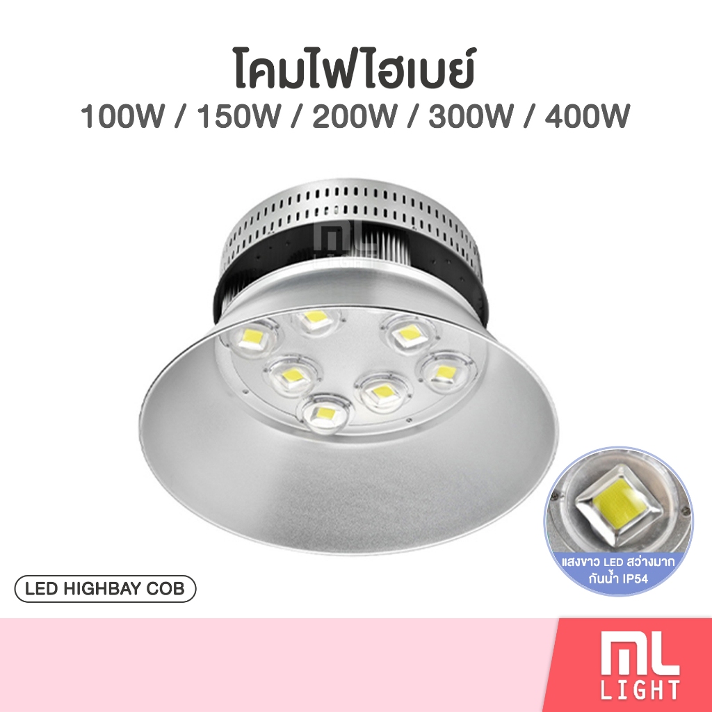 โคมไฟ LED HIGHBAY 100W 150W 200W 300W 400W โคมไฟไฮเบย์ พัดลมระบายความร้อนในตัว สำหรับโกดัง โคมโรงงาน
