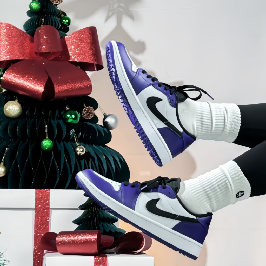 Nike Air Jordan 1 Low Golf Court Purple Purplish white Sports shoes Running shoes sneakers style ของแท้ 100 %