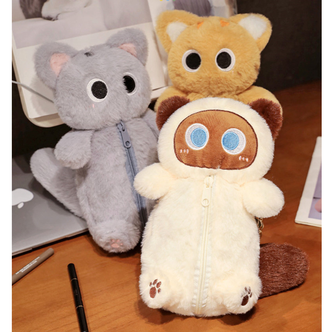 🔥พร้อมส่ง🔥กระเป๋าดินสอแมว 4แบบ นุ่มน่ารัก ขนาด35cm.