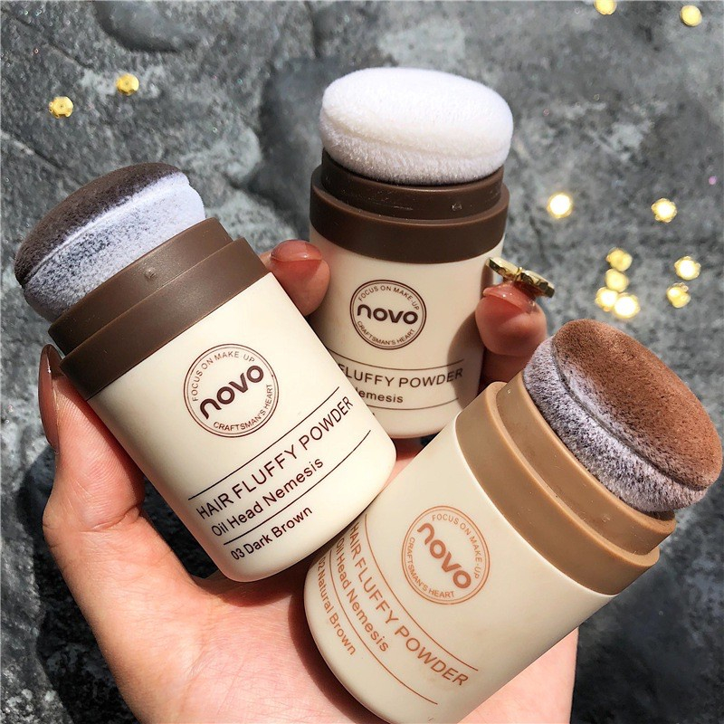 พร้อมส่ง ปิดผมบาง  novo hair line powder  5356(ใหม่/แท้) ที่ปิดเหม่ง ผงแป้งเพิ่มโวลุ่ม จัดเเต่งทรงผม