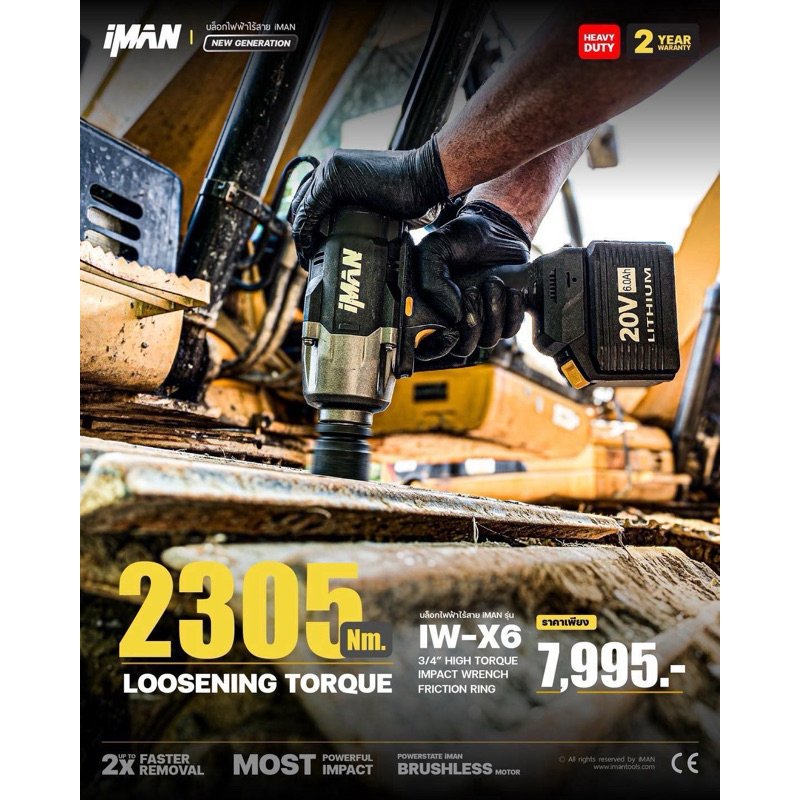 iMAN IW-X6 NEW GENERATION บล็อกไฟฟ้าไร้สาย 6 หุนลงตัวทุกการใช้งาน