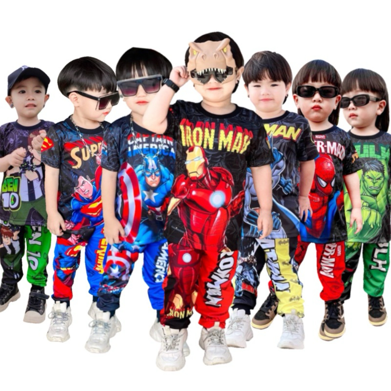 ชุดเด็กลายซุปเปอร์ฮีโร่ พิมพ์ลายทั้งชุด แขนสั้นขายาว ชุดเด็กชาย