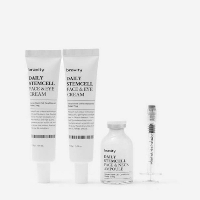 ✨พร้อมส่ง✨| Bravity daily stem cell neck ampoule face &amp; eye cream set - เซ็ทบำรุงผิวคอและตา อายครีม