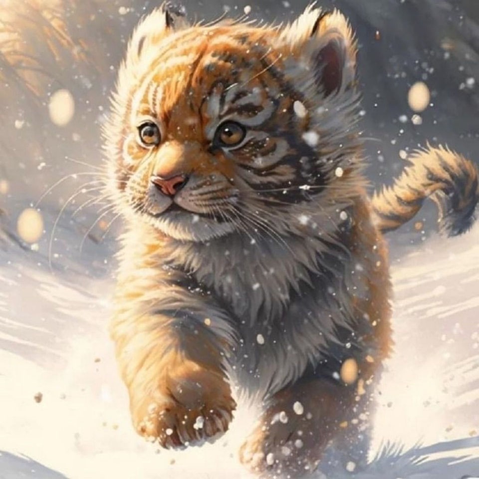 Diamond Painting 5D DIY สัตว์ เสือ สิงโต ครอสติสคริสตัล 5 มิติ ปักครอสติส ภาพติดเพชร  WxH 30x30 cm - รูปที่ 2