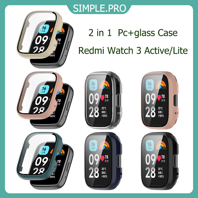 Redmi Watch 3 Active เคสป้องกันแบบเต็ม เคสนาฬิกาสำหรับ PC เคสป้องกัน Redmi Watch 3 lite + ฟิล์มกระจกนิรภัย