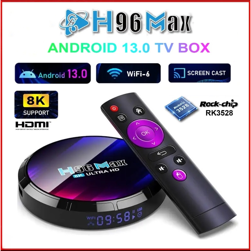 H96MAX RK3528 Android 13 Smart TV box Rockchip  Wifi 5G Bluetooth Lan100M Android box รุ่นใหม่ปี2024