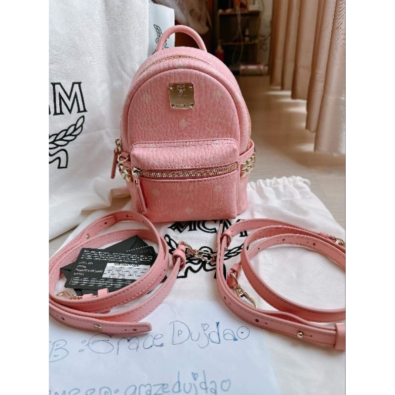 MCM Backpack กระเป๋าเป้สะพายหลัง STARK BEBE BOO ลาย VISETOS 🌸Blosson pink🌸