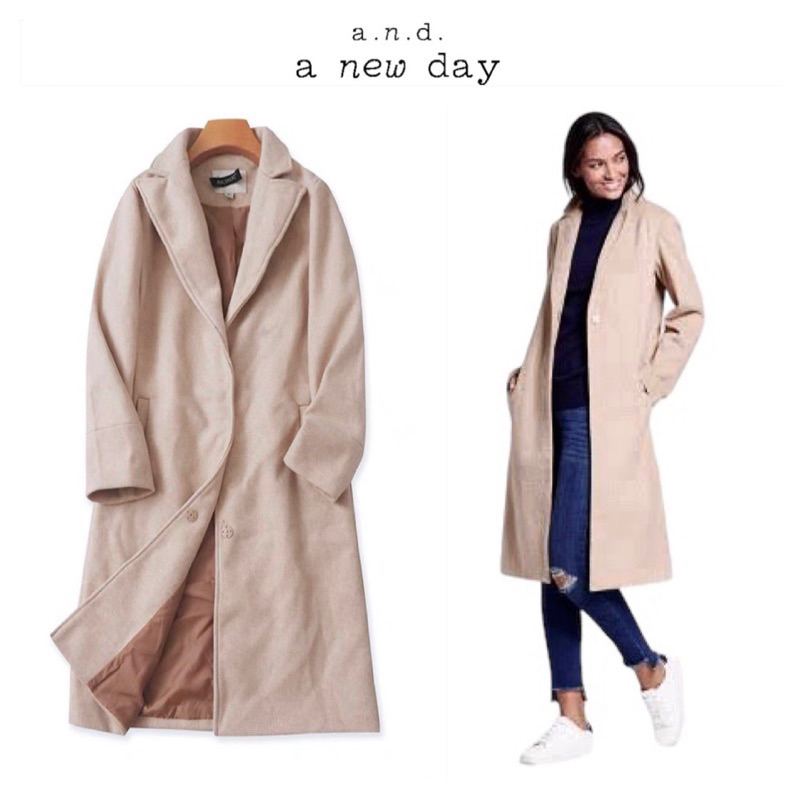 โค้ทยาว สีเบจอ่อน Trench coat แบรนด์ A New Day (WY1225）
