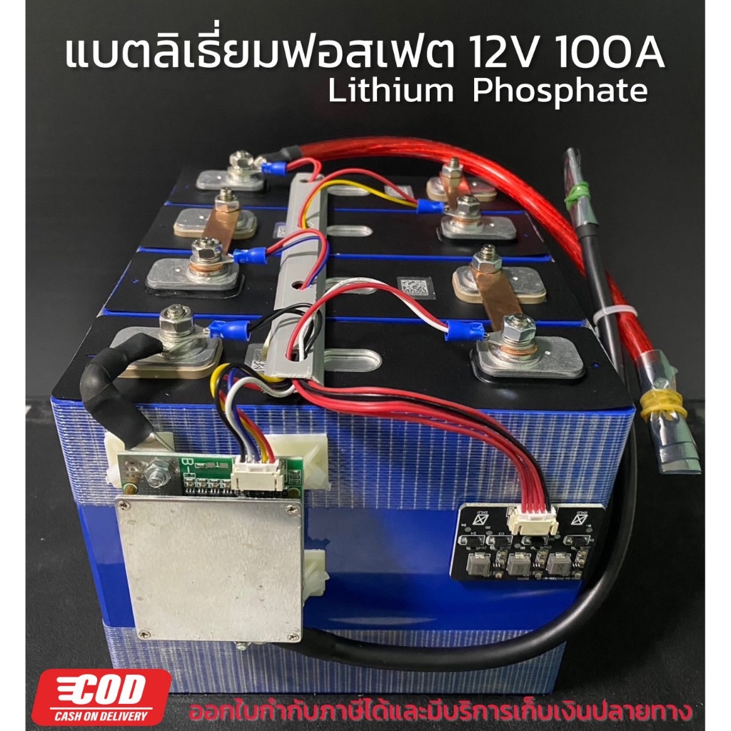 แบตเตอรี่ลิเธียมฟอสเฟส lifepo4 12V , 24 V 100 Ah(รับประกัน 6 เดือน*)