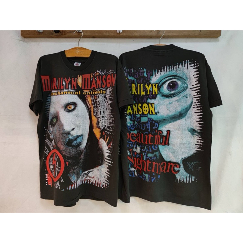 [ Full P ] เสื้อยืด Marilyn Manson ลายเต็ม เสื้อวง ผ้าเฟด