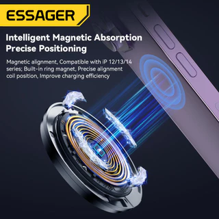 ESSAGER 15W ชาร์จไร้สายเร็ว สำหรับ for iP 14/13/12 Pro Max ที่รองรับ Qi ระบบ