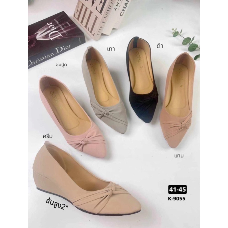 sz.41-45 รองเท้าคัชชูส้นเตารีด สูง 2 นิ้ว
