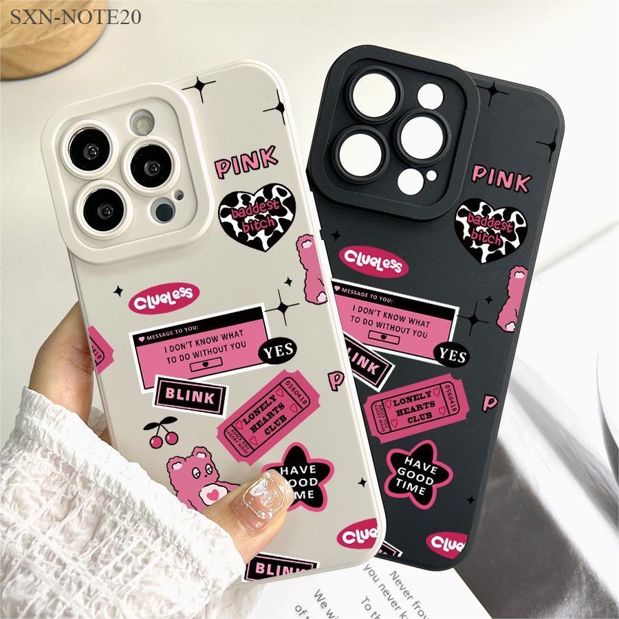 Samsung Galaxy Note 20 10 9 8 Lite Plus Ultra เคสซัมซุง สำหรับ Pink Bear เคส เคสโทรศัพท์