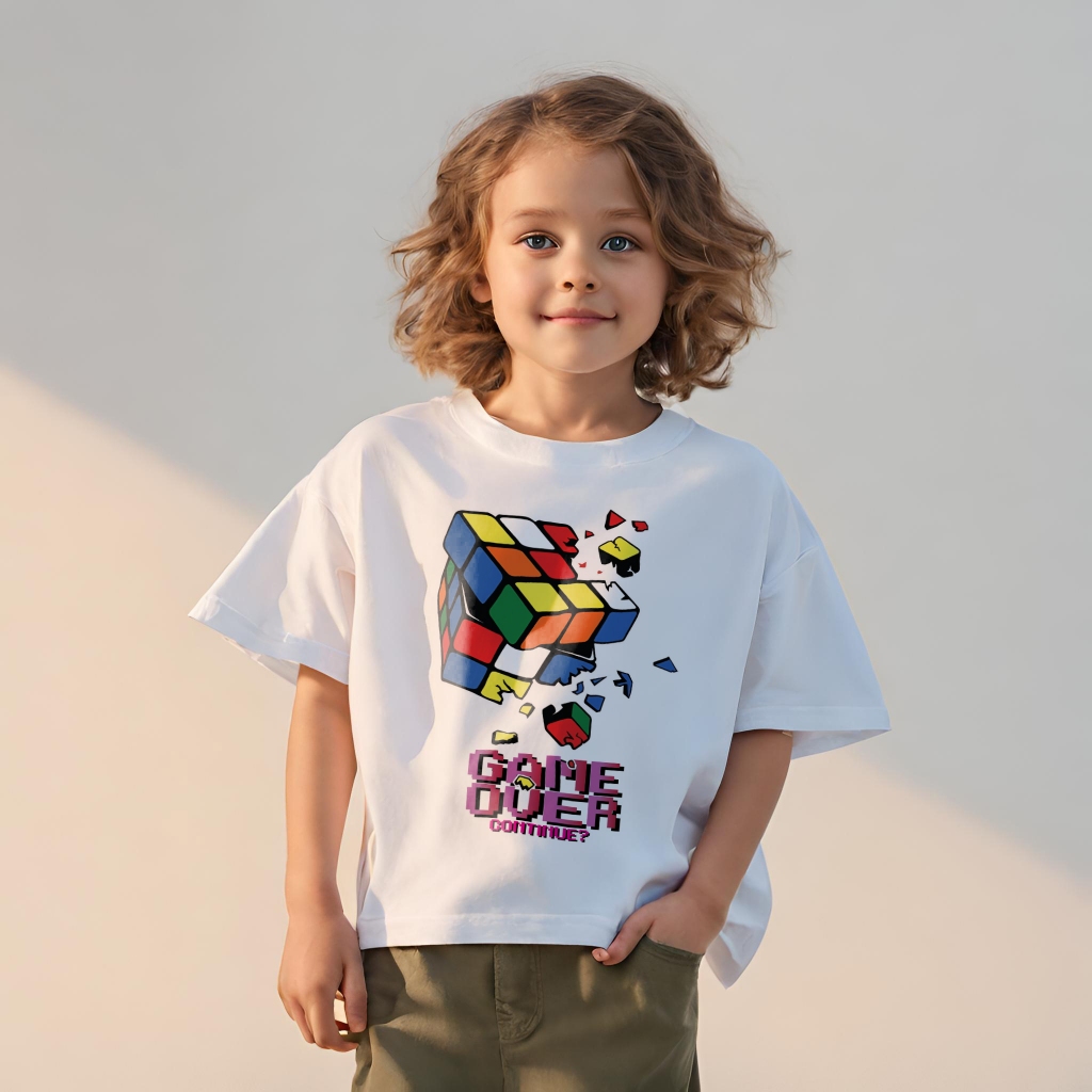 พร้อมส่ง เสื้อยืดเด็ก Oversize คอกลมแขนสั้น อายุ 2-9 ปี (Game over) มีบริการเก็บเงินปลายทางจ้า