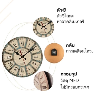นาฬิกาแขวนผนังวินเทจ 12นิ้วไม้ ไม่มีพื้นผิวกระจก เดินเรียบไม่มีเสียง นาฬิกาติดผนัง(30 cm) พร้อมส่ง!