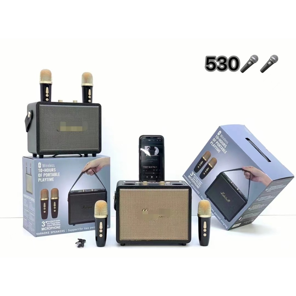 (ปรับแอคโค่) ลำโพงบลูทูธ รุ่น MA530 ลำโพงไร้สาย ฟรีไมค์ลอย2ตัว ปรับแอคโค่ไมค์ได้ ลำโพงคาราโอเกะ ฟรีไมค์ลอย2ตัว