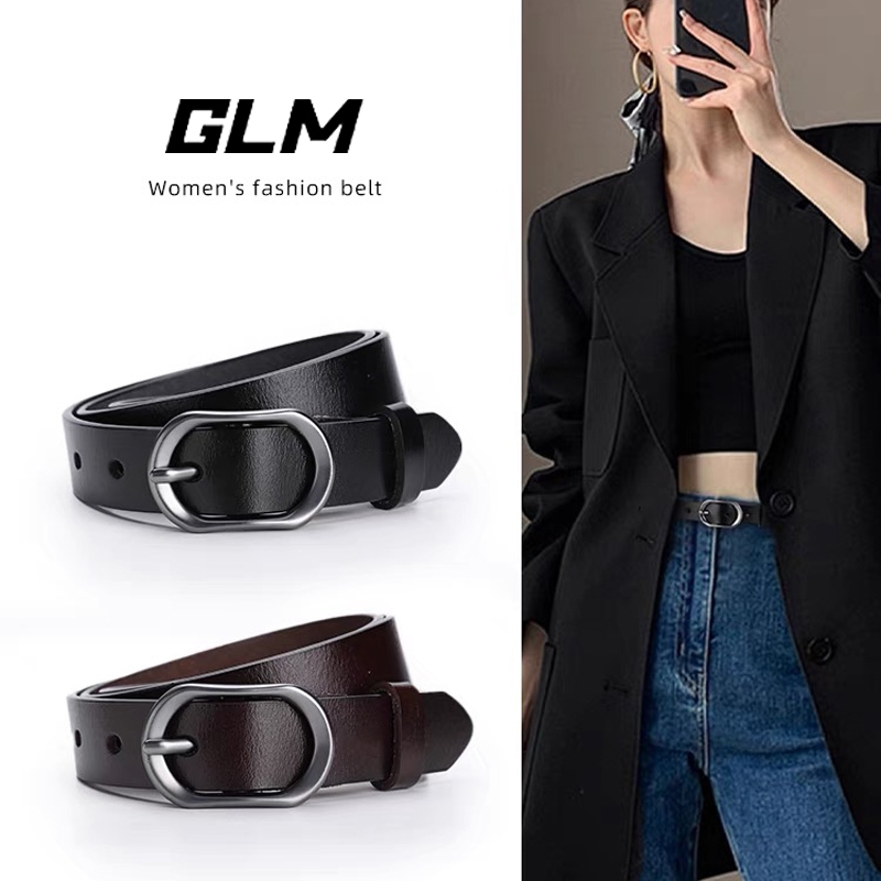 GLM คุณภาพสูง เข็มขัดยีนส์ สไตล์เรียบง่าย เข็มขัดแฟชั่นสไตล์เกาหลี มีหลายสีให้เลือก