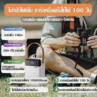 【อัพเกรดใหม่2025】SUNESY พาวเวอร์แบงค์100000mAh power bank ชาร์จเร็ว100W ไฟLED ใช้ได้กับทุกรุ่นทุกยี่ห้อ สายชาร์จในตัว
