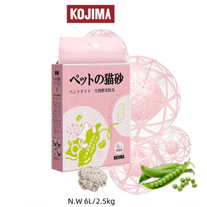 KOJIMA ทรายแมวผสมเอนไซม์ 2.5 กกกลุ่มแน่นดูดน้ำกำจัดกลิ่นป้องกันจุลินทรีย์สูตรพิเศษเพื่อความสะอาดและส