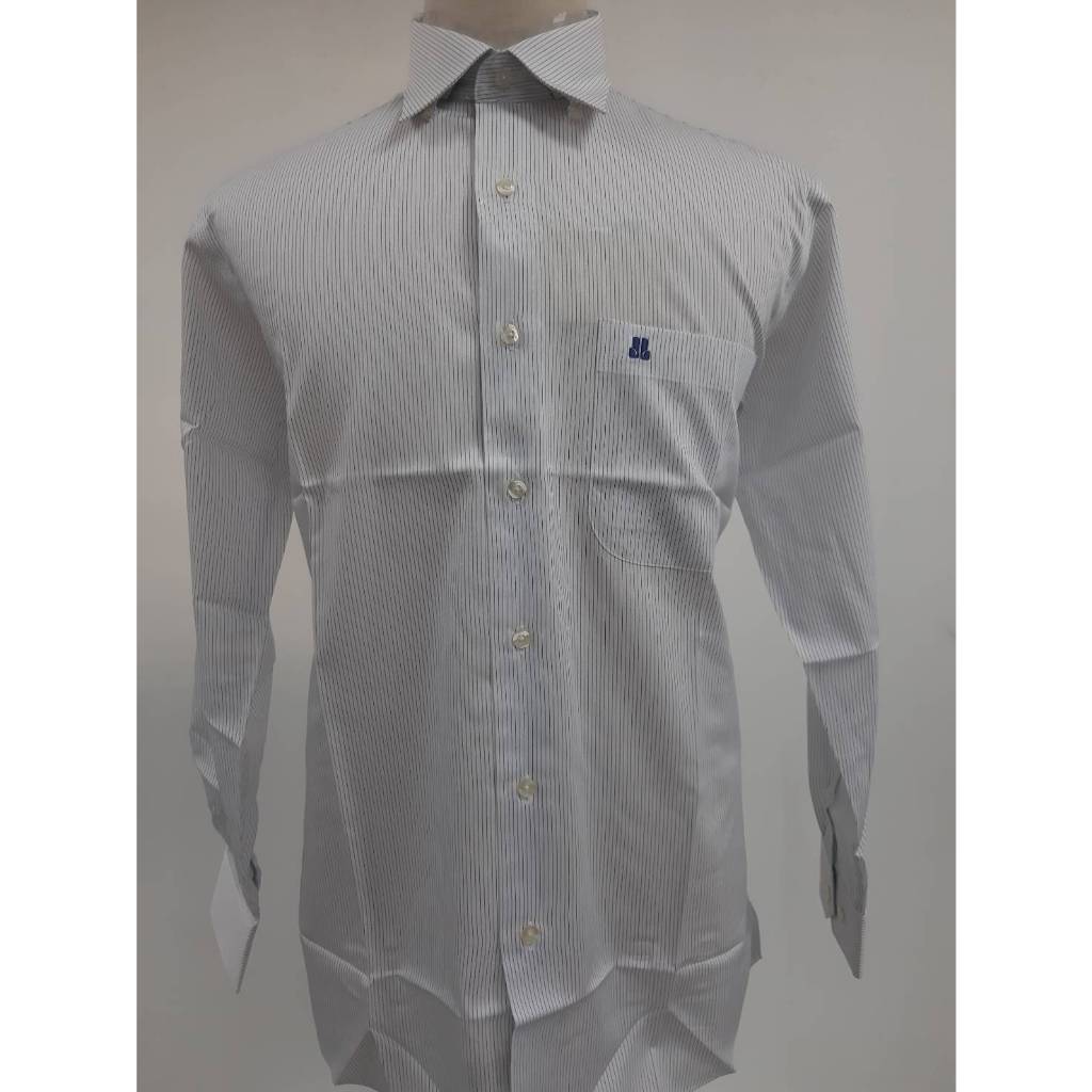 John Langford เสื้อเชิ้ตแขนยาว รุ่น 031-1780 พื้นขาวเส้นสีฟ้า