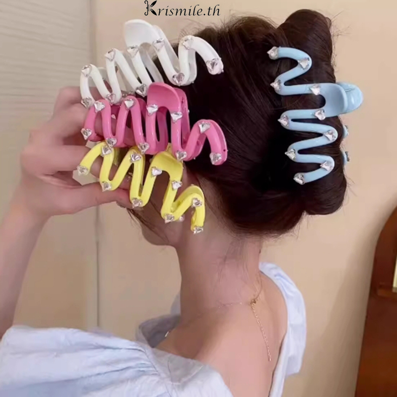COD-ในไทย ใหม่ กิ๊บติดผมหางม้า หวานสีแคนดี้ประดับเพทาย สไตล์เกาหลี นักเรียนสำหรับผู้หญิง เครื่องประดับผมแฟชั่น-Krismile.