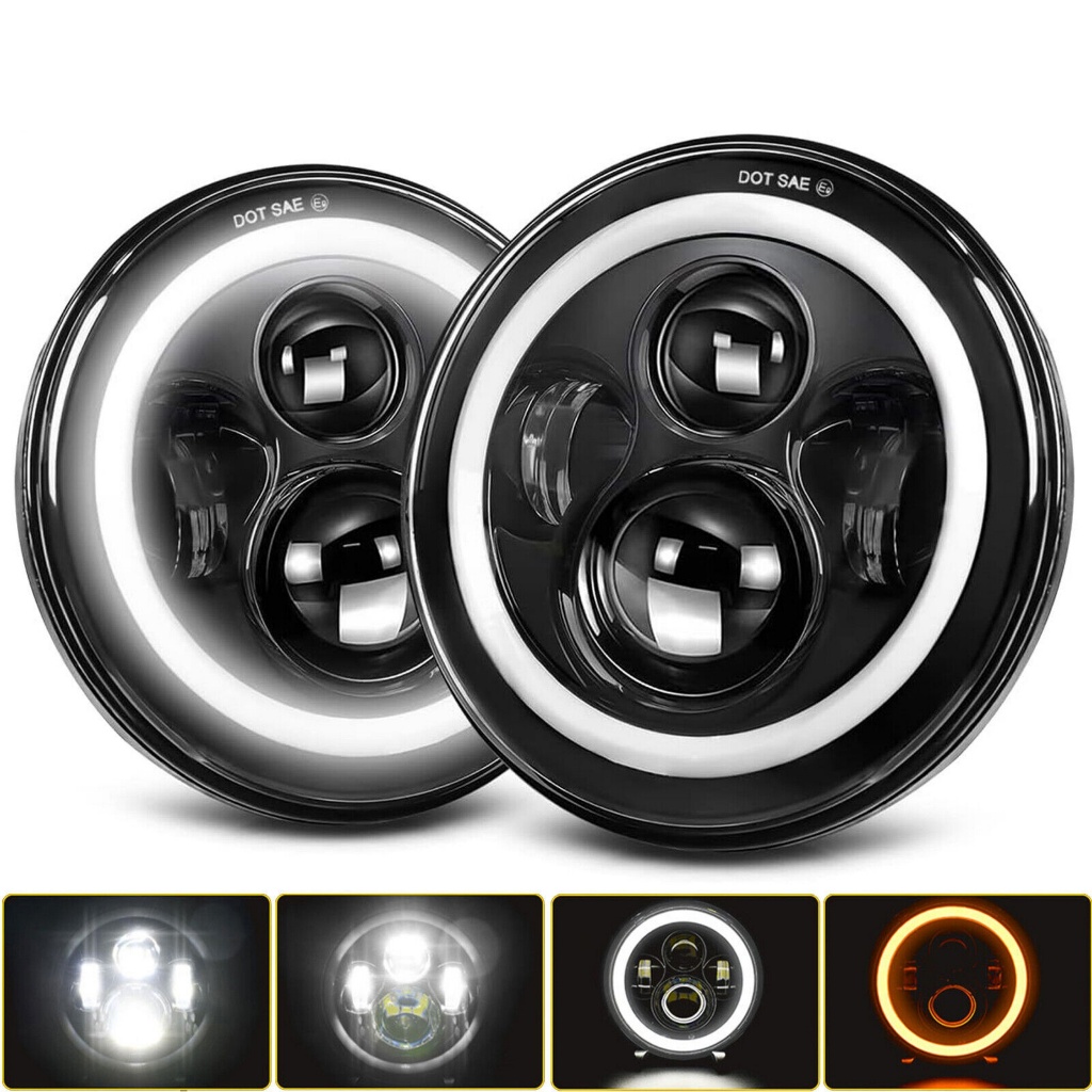 150W 15000LM ไฟหน้ารถจักรยานยนต์ Led 7 นิ้ว สําหรับ Jeep Wrangler ฮาร์เลย์ไฟหน้ากลมไกล