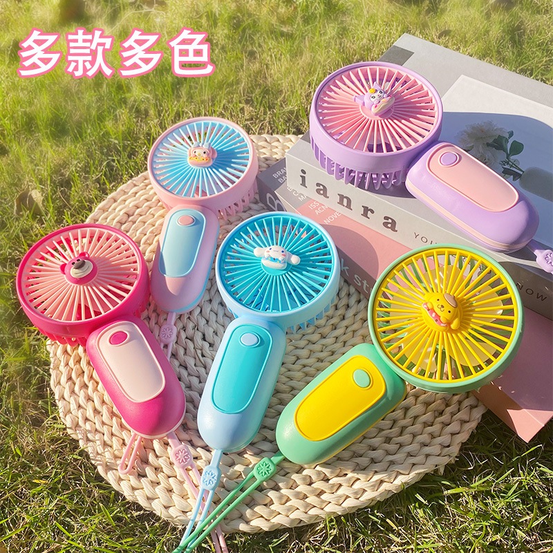 SR พร้อมส่งในไทย พัดลมแบบถือมินิพกพาUSB ทูโทนลายการ์ตูน ลมแรงFS59