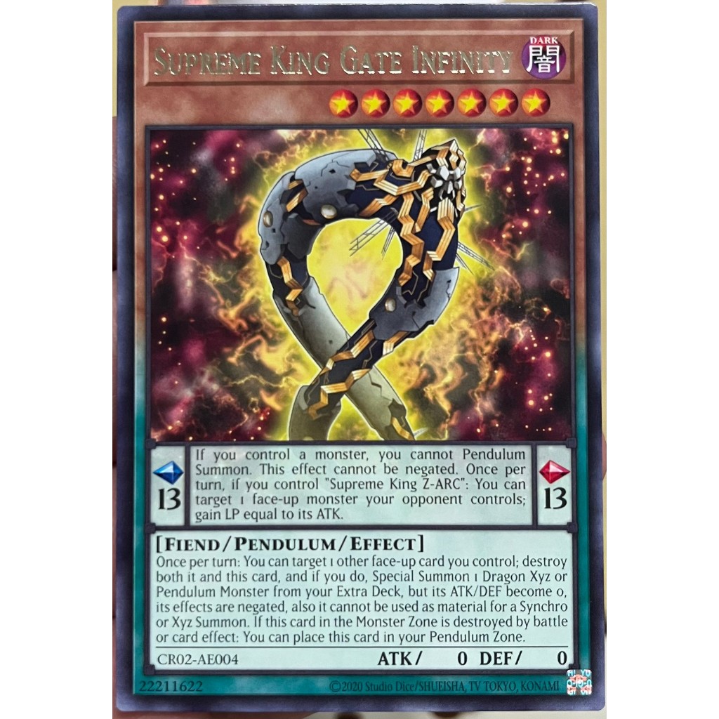 Yugioh Asia-Eng [CR02-AE004] Supreme King Gate Infinity (Rare) การ์ดยูกิแท้ถูกลิขสิทธิ์