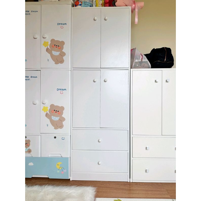 ตู้เสื้อผ้าเด็ก 4ประตู 2ลิ้นชักขาวล้วน40x60x170cm.