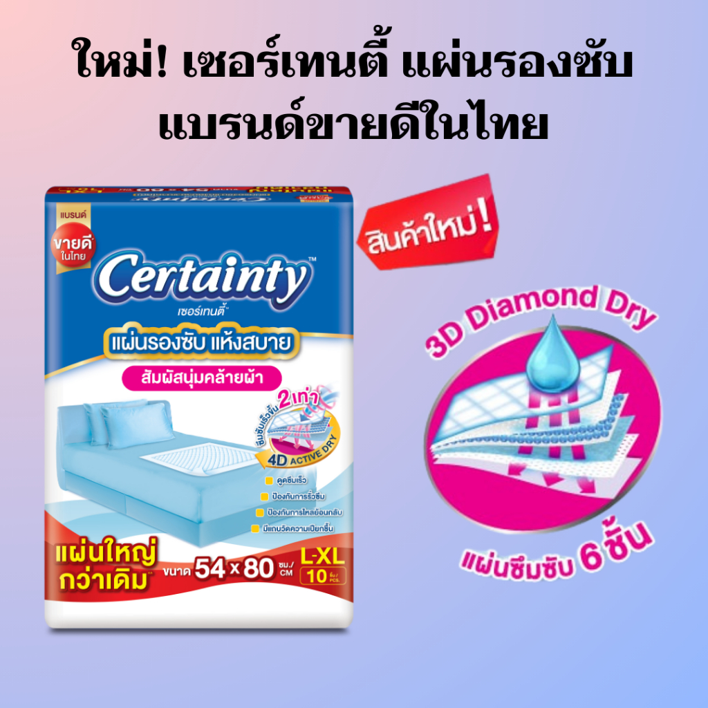 CERTAINTY แผ่นรองซับ เซอร์เทนตี้ ไซส์ L-XL 10 ชิ้น