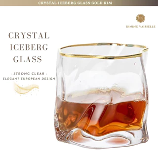 Dining Vaisselle - Crystal Iceberg แก้วน้ำขอบทอง ขนาด8.5x8.5cm ขาวใสดุจคริสตัล European Design