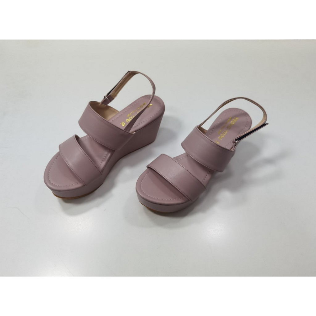 lin lin big shop​ รองเท้าแตะแฟชั่นส้นเตารีดสองตอนรัดส้นหนังออยนิ่ม รหัส​yy2523