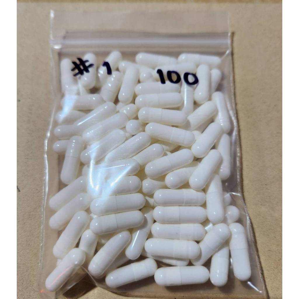 *ถูกที่สุด* แคปซูลเปล่าขาว เบอร์ 1(250มก) แบ่งขาย 50/100 แคปซูล แคปซูลมาตรฐานเดียวกับที่โรงพยาบาลใช้