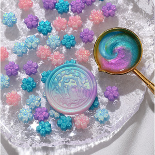 [มีสีใหม่] ขี้ผึ้งครั่ง เม็ดลายดอกไม้ แบบเม็ดหนา