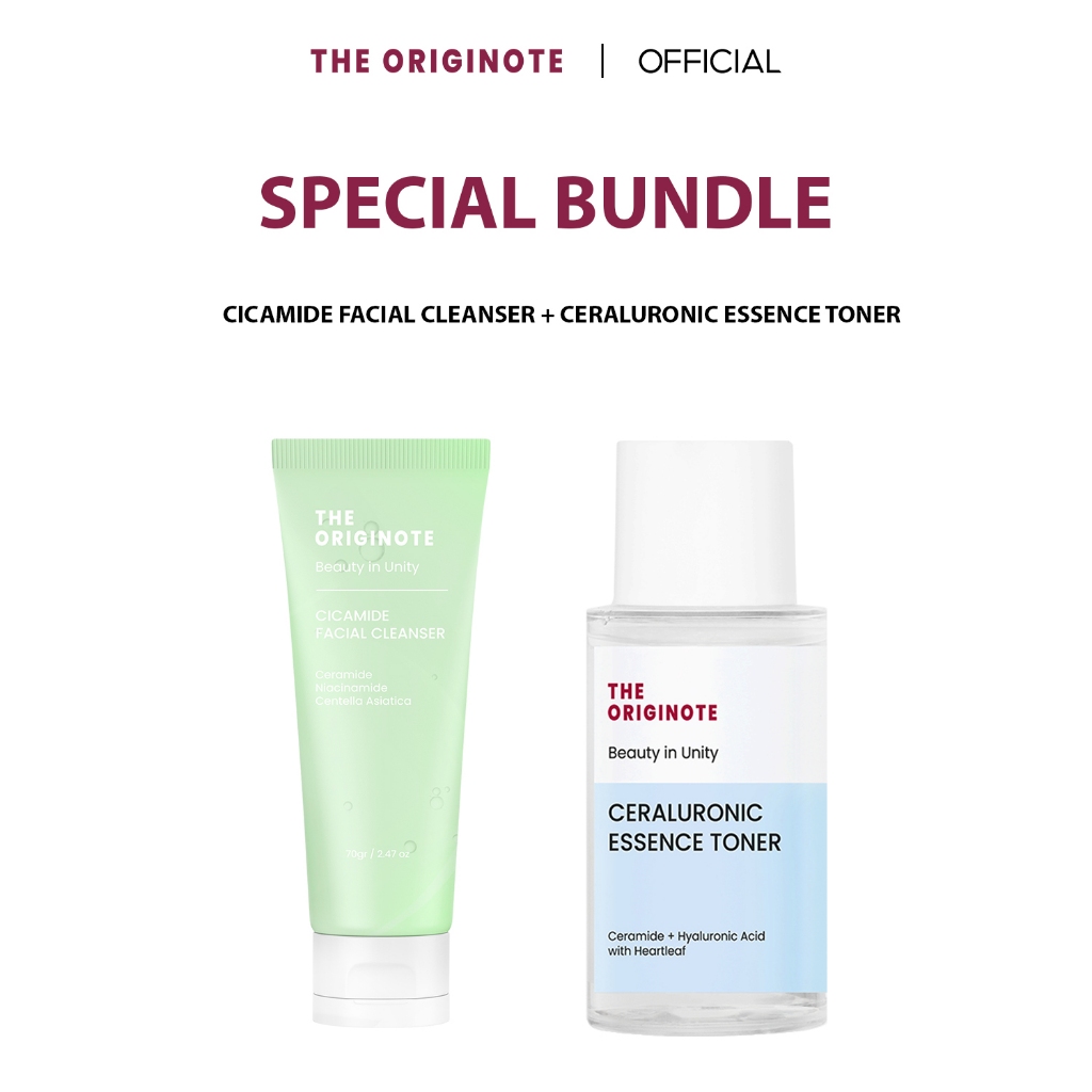 [เเพ็คเกจคู่ใหม่]The Originote Cicamide Facial Cleanser and toner โฟมล้างหน้า+โทนเนอร์ อ่อนโยนต่อผิว